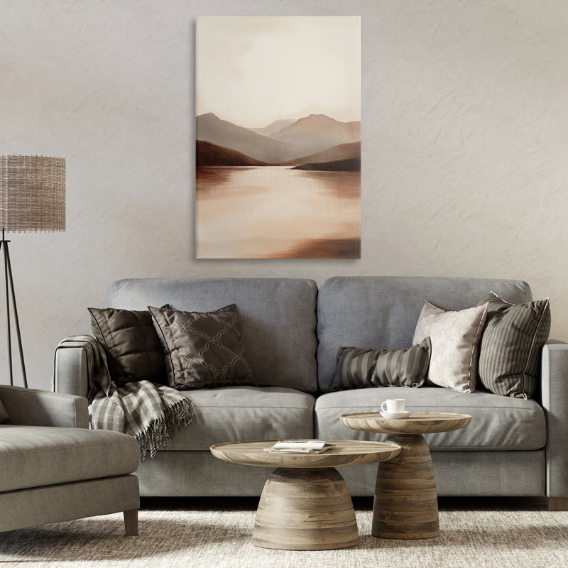«Calming Mountains Brown Landscape Canvas», conception par Petal Prints Design, H 30 po x l 20 po