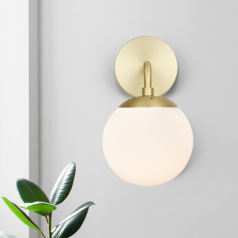 Cournoyer Armed Sconce, Brushed Brass, White