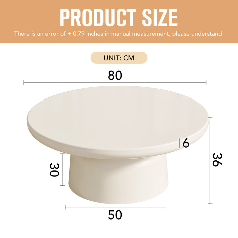 80 cm Round Cream White Coffee Table