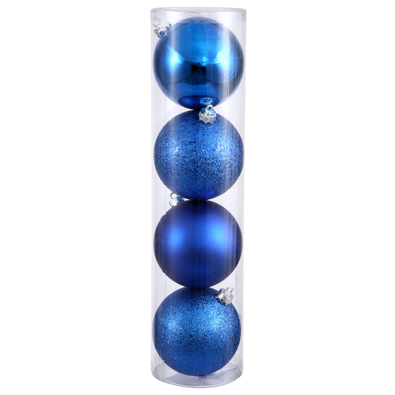 Ornement boule de Noël (ensemble de 24), H 4,75 po x l 4,75 po x P 4,75 po, Bleu, 4
