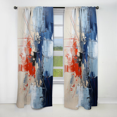 Tinnin - Power Lines Curtain - Blackout Abstract Curtain - 1 Panels