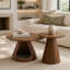 Ensemble de 2 tables basses gigognes, tables d'appoint rondes avec lit-grotte intégré pour chat, table de bout moderne avec plateau en grain de bois de mélamine et base en acier au carbone pour le salon, petit espace