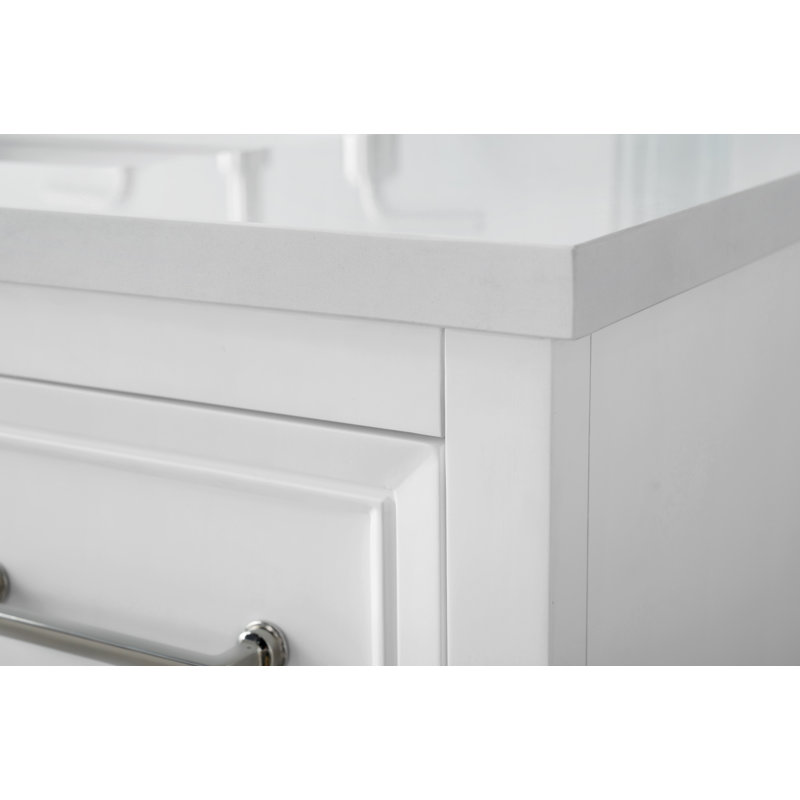 Tiosha 42" Single Bathroom Vanity In White With Engineered Stone Top
