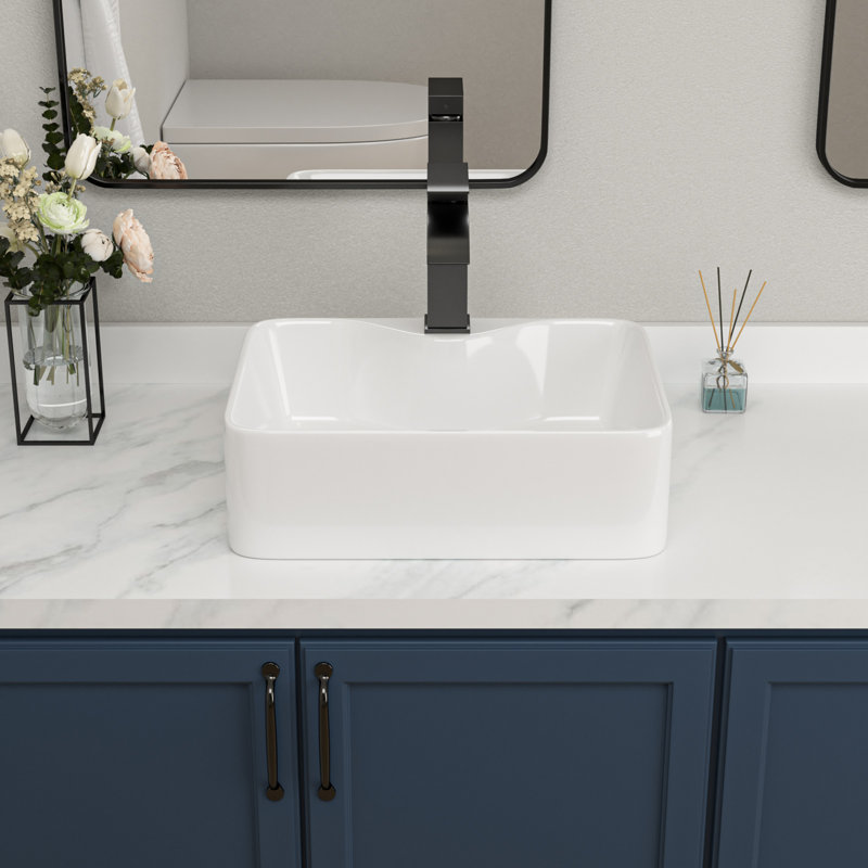 Lavabo de salle de bain à vasque en céramique avec comptoir 16 po x 12 po avec robinet