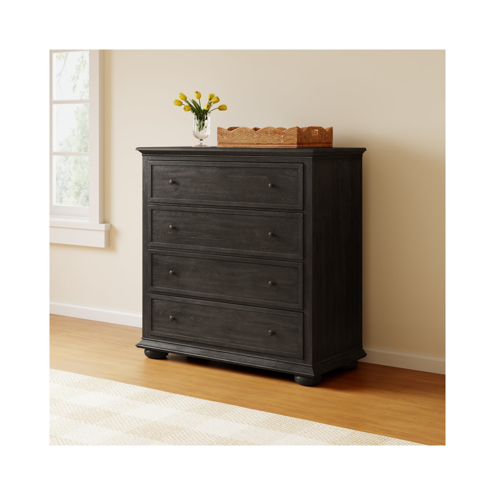 Geoffrey Tall Dresser, Smoked Black