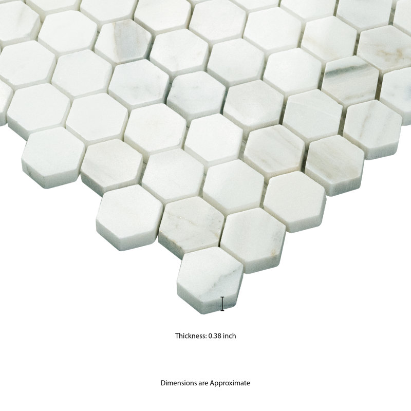 Calacatta Gold Hexagon 12 in. x 12 in. Polished Marble Mosaic Floor and Wall Tile
