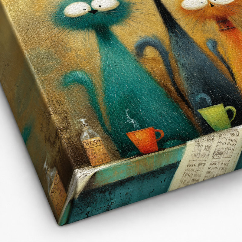 «Coffeehouse Cats», art mural sur toile tendue, H 20 po x l 20 po
