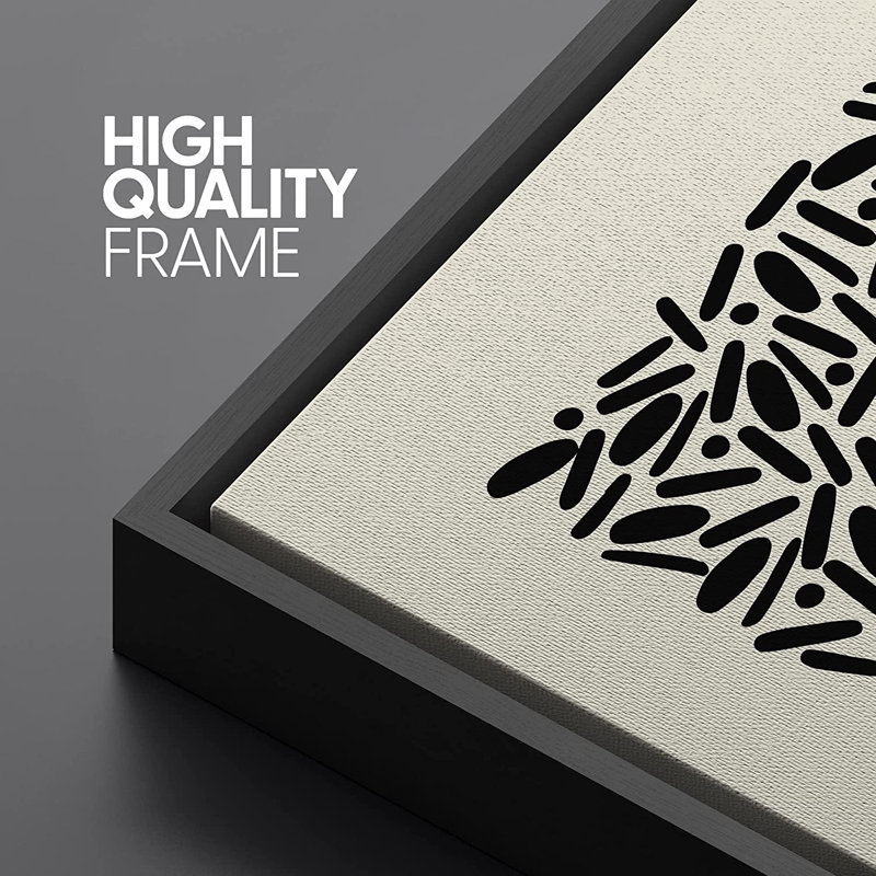 Black Framed Geometric Abstract Canvas Wall Art Set