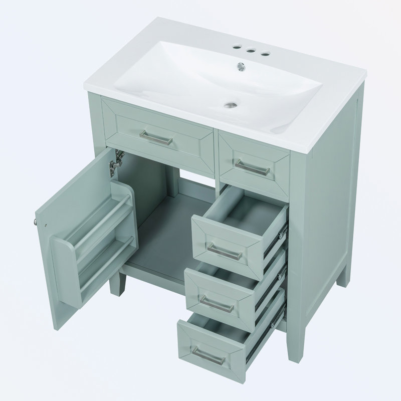 Armoire de salle de bain autoportante Omani, Vert