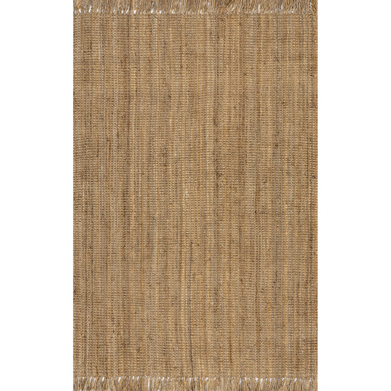 Isalena Handmade Flatweave Farmhouse Jute Area Rug in Natural, Rectangle 4' x 6'