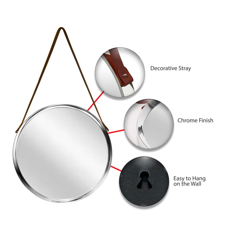 Miroir mural moderne / contemporain en plastique 18 pouces - Argent, Chrome
