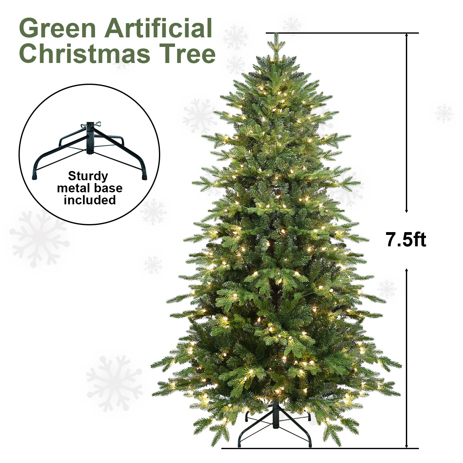Pre-Lit Spruce Christmas Tree, 7.5'