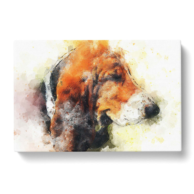 Basset Hound Dog In Abstract - Wrapped Canvas Painting, 35cm H x 50cm W x 3cm D