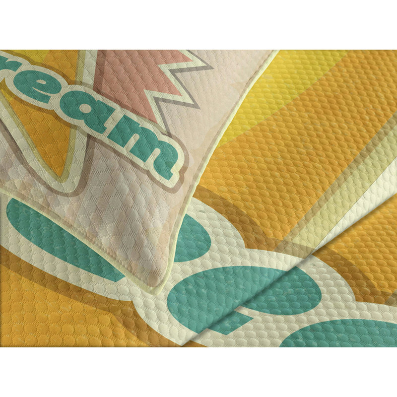 Ambesonne Ice Cream Bedspread Set Vintage Funky Multicolor, Queen Bedspread + 2 Standard Shams