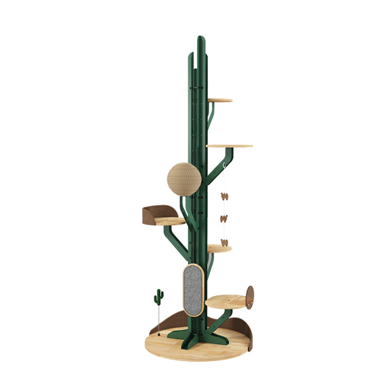 Cactus-Shaped Cat Tree with Adjustable Perch & Scratching Board