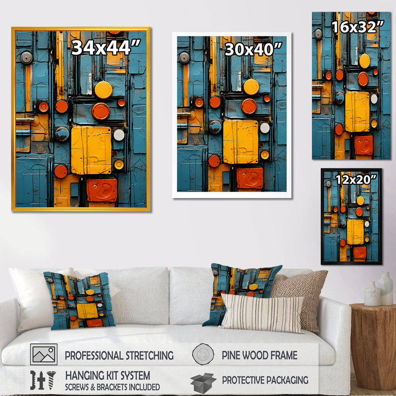 Motifs tribaux bleus Ndebele, Cadre flottant noir, H 20 po x l 12 po x P 1 po