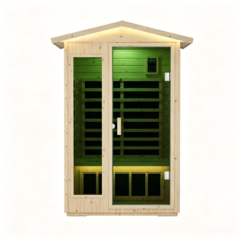 Sauna infrarouge lointain, sauna d'intérieur en épicéa de Norvège de 1850 W avec 6 panneaux chauffants, Brown