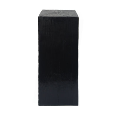 Wood-Look Square-Column MGO End Table,  H33.75",Wood-Like Distressed Finish, Mix With Different Heights, Indoor Outdoor Use