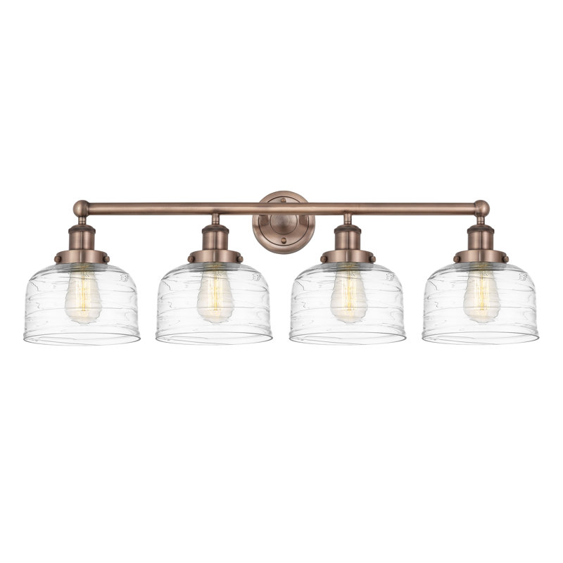 Annagene 4 - Light Dimmable Vanity Light, Clear Deco Swirl, Antique Copper