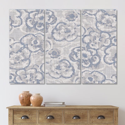 «Vintage Blue Farmhouse Flower X», reproduction d'art sur toile à motifs