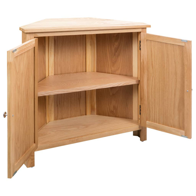Solid Wood Oak Corner Cabinet Storage Living Room White/Light Wood, Brown