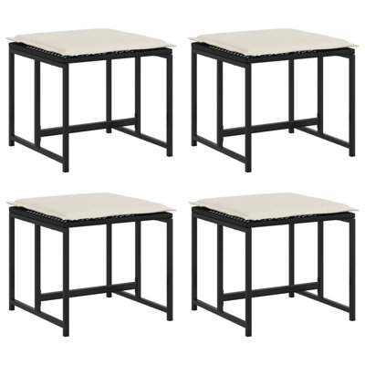  Ensemble de 4 tabourets de jardin noirs