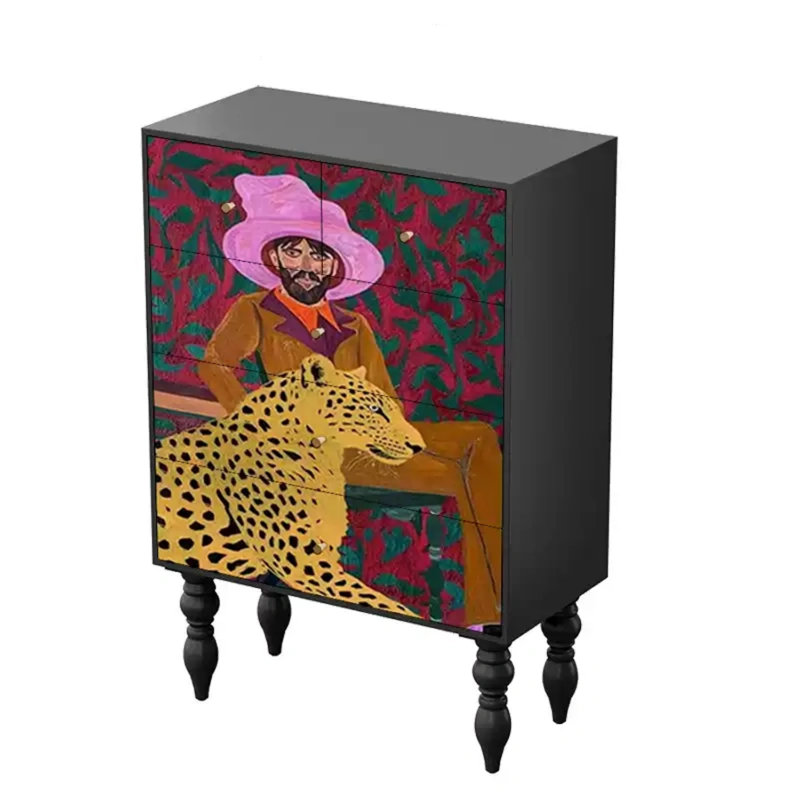 Commode d'appoint de rangement moderne à cinq tiroirs