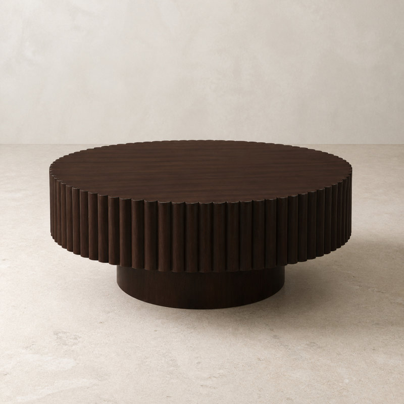 Table basse ronde en bois massif de 32 po Lorven, Bois espresso