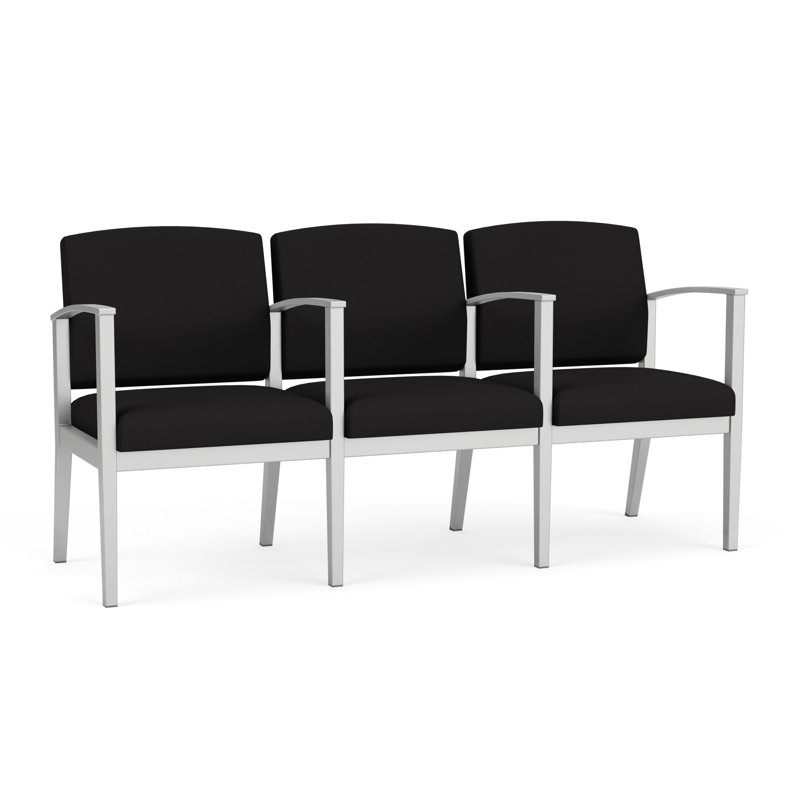 Structure en métal à 3 sièges Amherst, Portes ouvertes en tissu noir, Argent