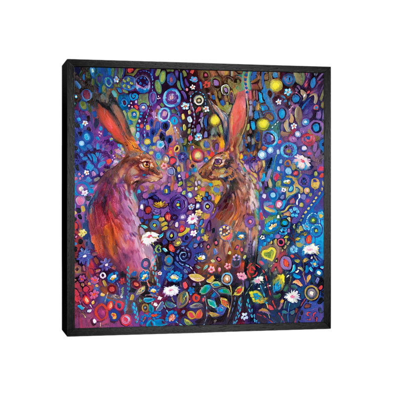 The Garden Of Delights by Sue Gardner - Painting on Canvas, 45.72 cm H x 45.72 cm W, Black Framed