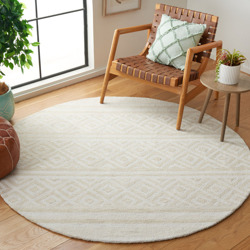 Charol Hand Tufted Performance Geometric Rug, Round 6'