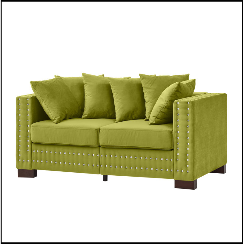 Causeuse rembourrée avec têtes de clou, Vert