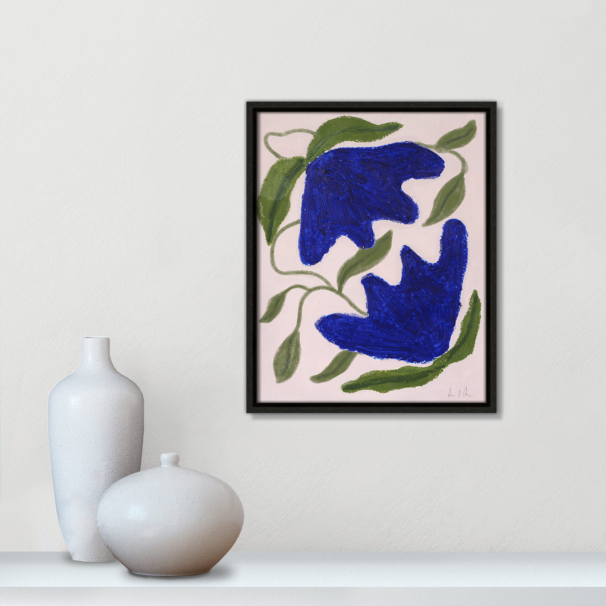 Blue Anemones No. 02 Print by Camilla Bergqvist, Espresso, 15.5" H x 12.5" W