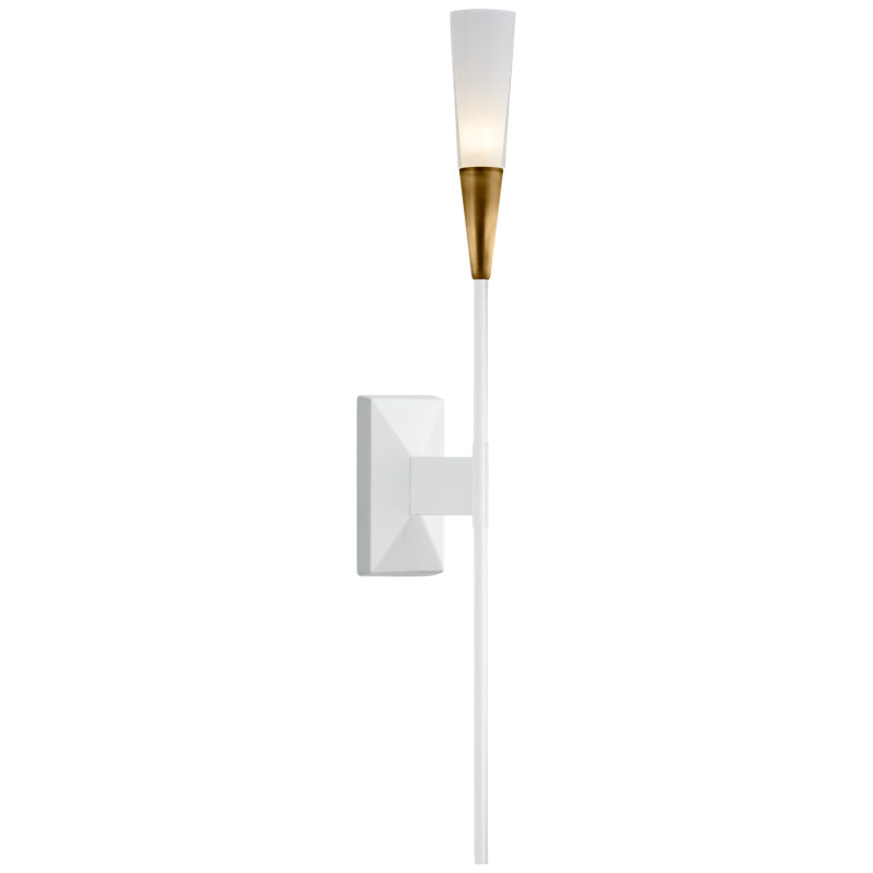 Chapman & Myers Stellar Single Tail Sconce, Matte White/Antique Brass