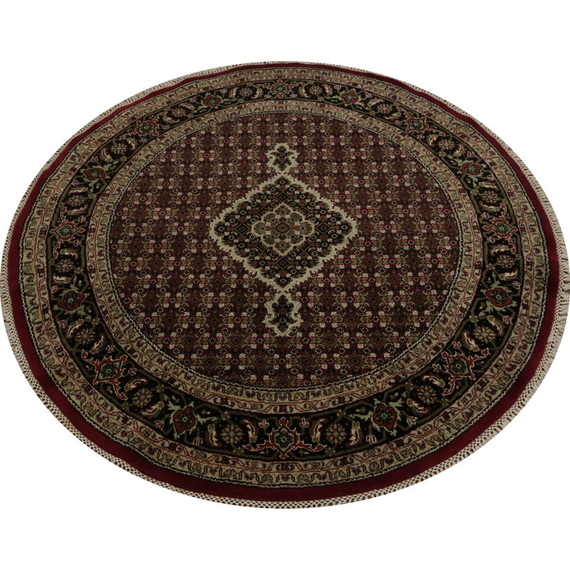 Tapis traditionnel traditionnel rouge et noir 5 pi x 5 pi