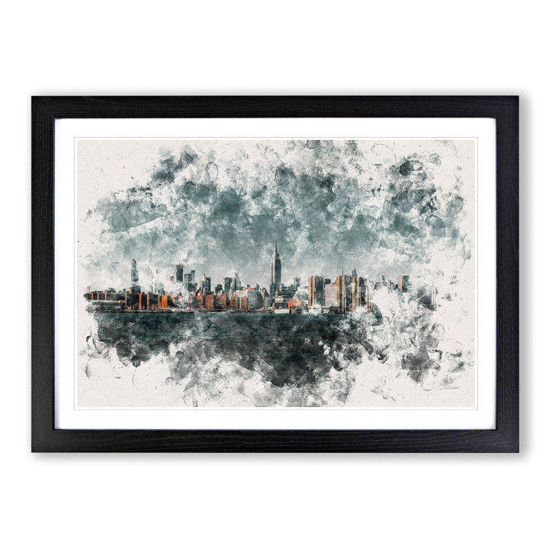 New York City View - Picture Frame Graphic Art Print, Black Framed, 62cm H x 87cm W x 2cm D