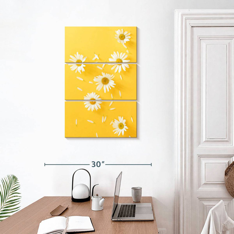 Harnek camomille sur jaune, H 32 po x l 20 po