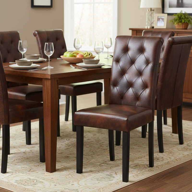 Agastya Tufted Parsons Chair, Brown
