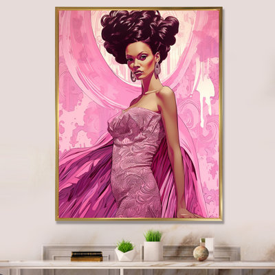 Modèle rétro glamour en rose magenta I