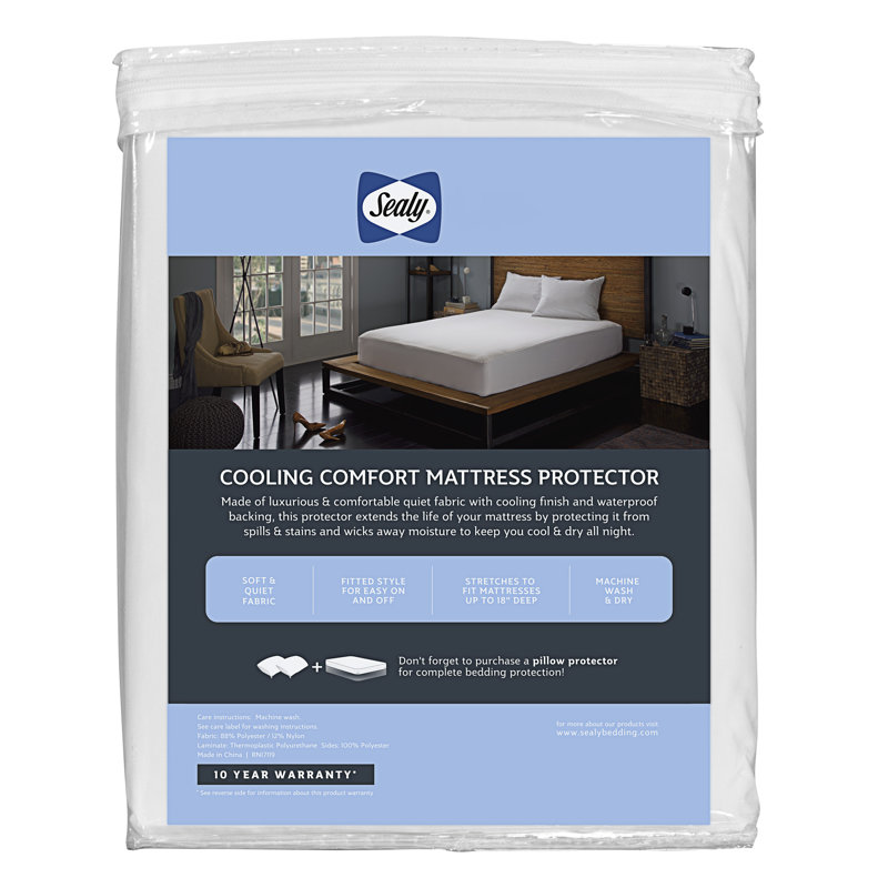 Queen White Cooling Comfort Aerated Fabric Mattress Protector