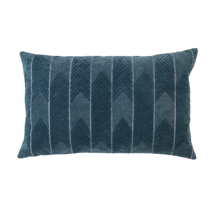 Coussin lombaire 100% coton Amily, Chevron bleu, Rectangle H 16 po x l 24 po, Inférieur