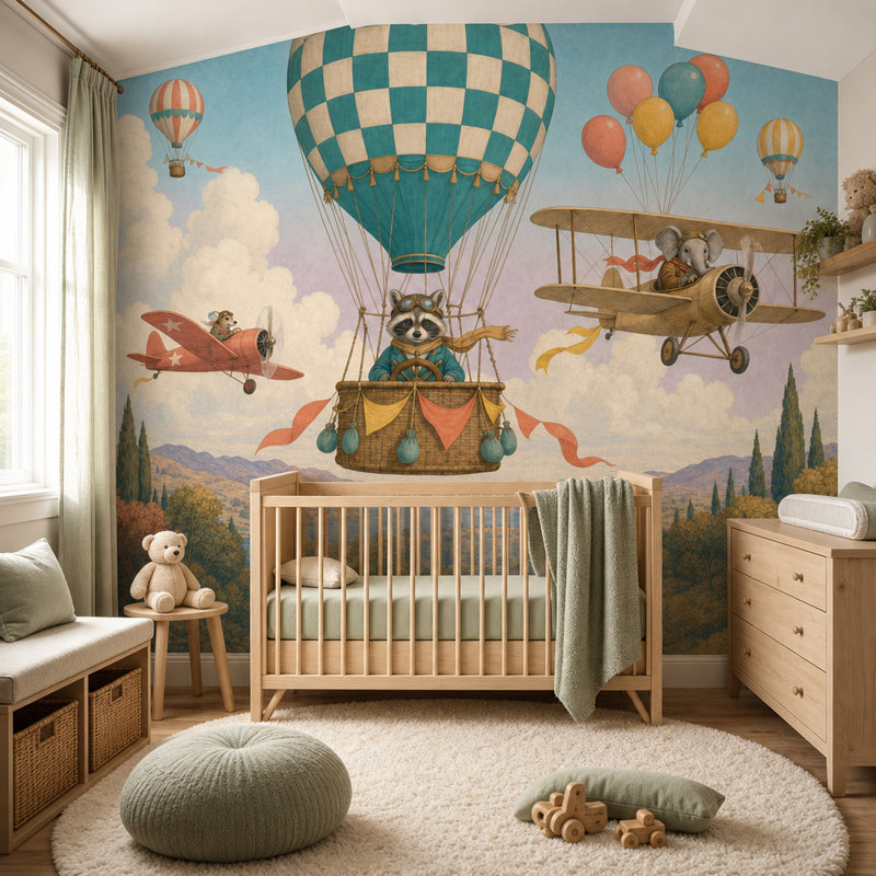 Papier peint pilote de montgolfière, Non-Woven Nonpasted, 200"x120"