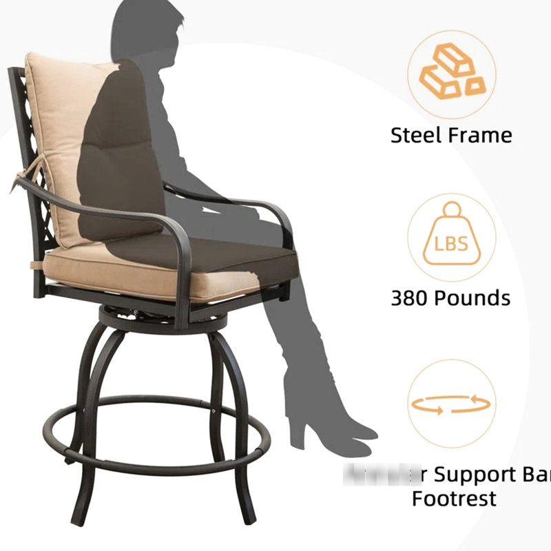 Tabouret pivotant pour 2 chaises d'extérieur - Kaki couleur 360 degrés Spin