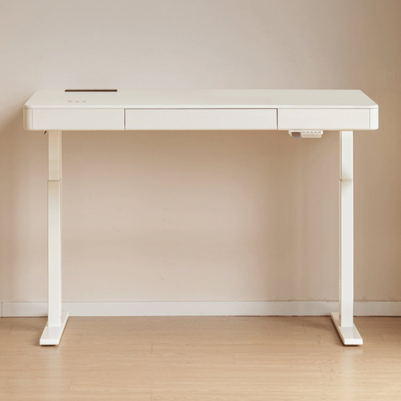 Bureau blanc rectangulaire en bois massif, 47.24" H x 47.24" W x 25.59" D