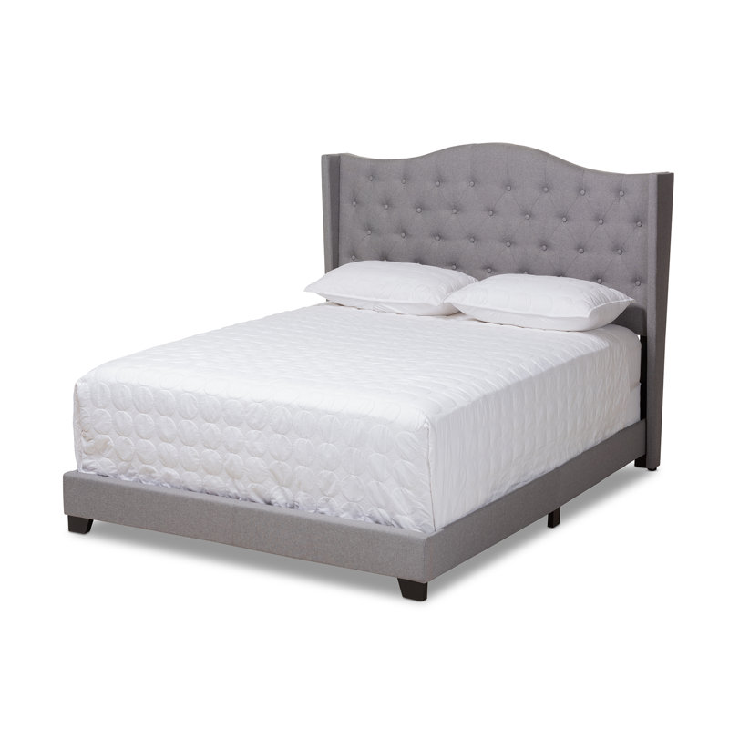 Saltville Upholstered Wingback Bed, Gray, King