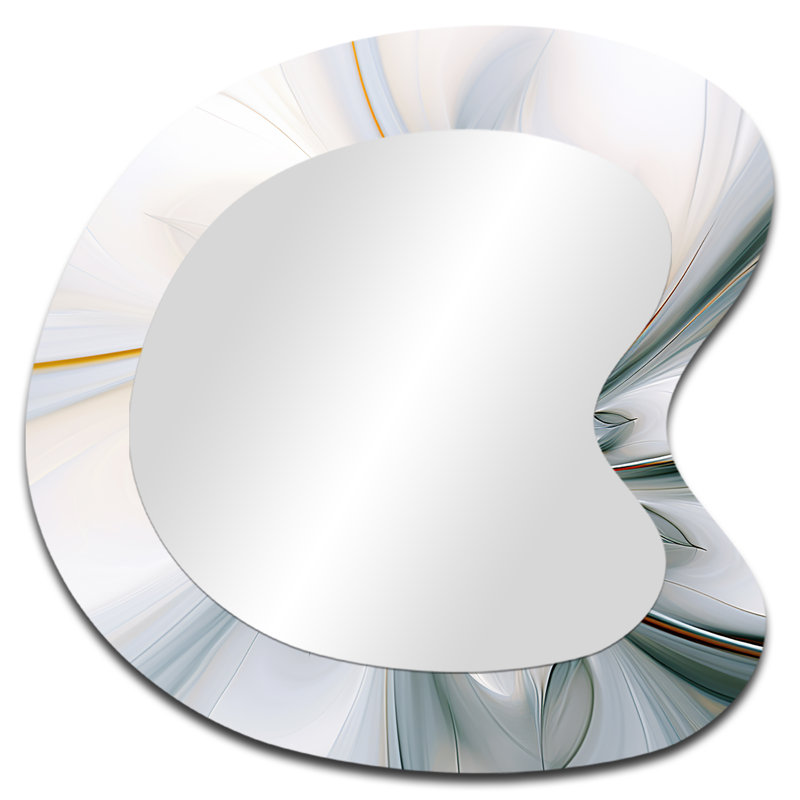 Fractale fleur tendre blanc sensibilité I - fractales métal Art Decor - miroir mural moderne irrégulier, 27 po x 27 po