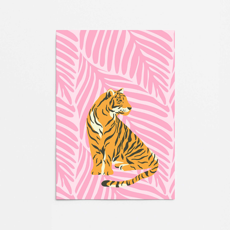 Tiger in Pink Paradise Rolled Print, 36" H x 24" W