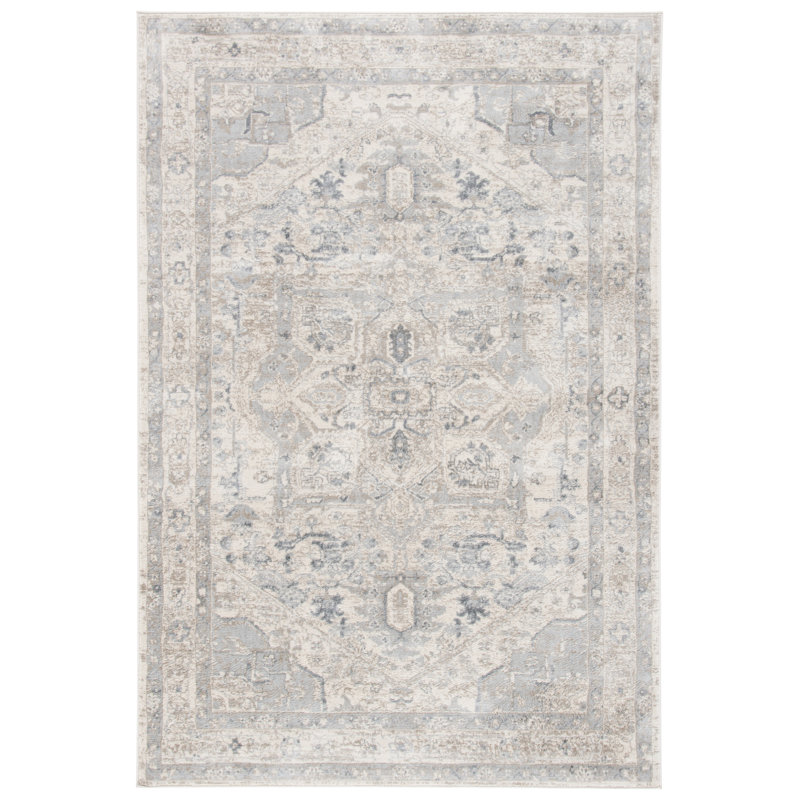 Aveon Oriental Ivory/Gray Area Rug, Rectangle 9' x 12'