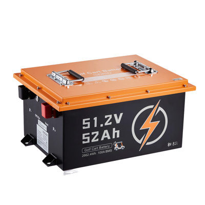48V (51.2V) 52AH Lithium Golf Cart Battery, with 15A Charger, Lifepo4 Battery Kit, Built-in 100A BMS, with Bluetooth Mobile APP & Display Monitor, 4000 Cycles, for Golf Carts, Trolling Motors