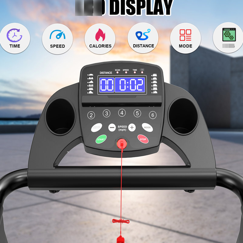 Tapis roulant pliable d'une capacité de 300 lb avec moteur de 2,5 ch, poignées, contrôle et affichage à DEL pour la maison et le bureau - rapports d'exercices réguliers intelligents